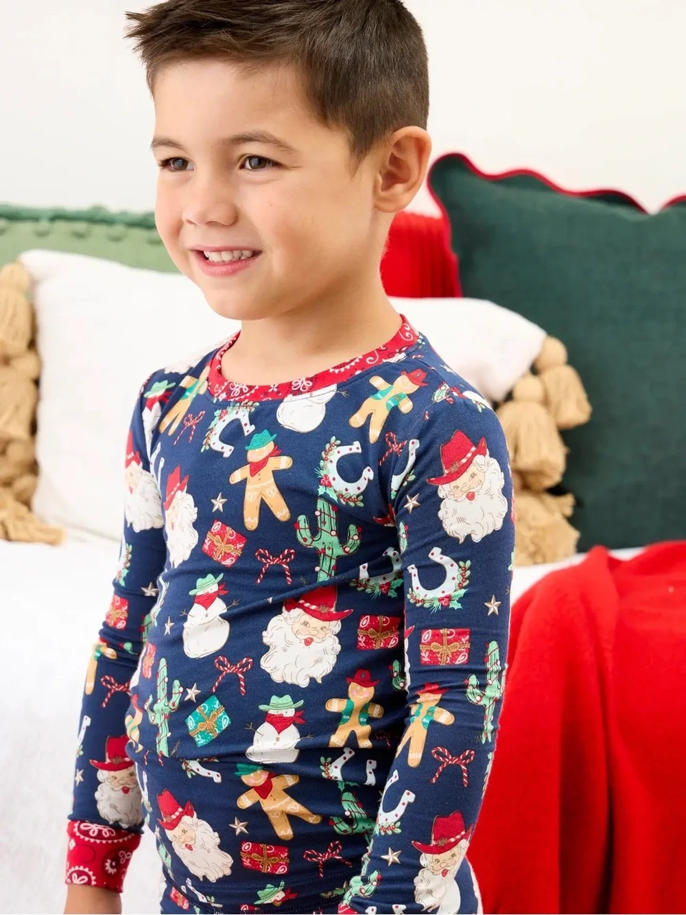 Ruggedbutts Softsnooze Santa Giddy Up Holiday Cowboy Print Pajama Set 7 8